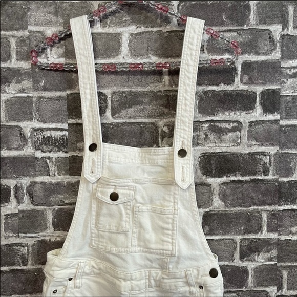 SOLD Free People jean denim overalls white - Picture 3 of 7